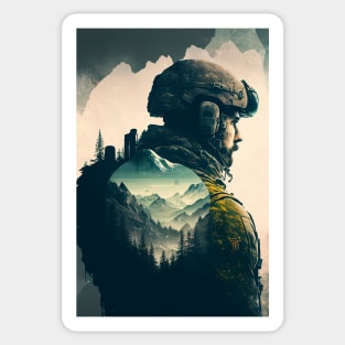 Soldier Double Exposure Sticker